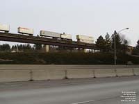 Overhead intermodal consist in Spokane,WA - Yellow, UPS, ABF, JB Hunt